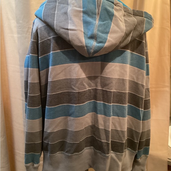 OP Zip Up Hoodie Size XL, Gray,Blue Stripes - Picture 7 of 9